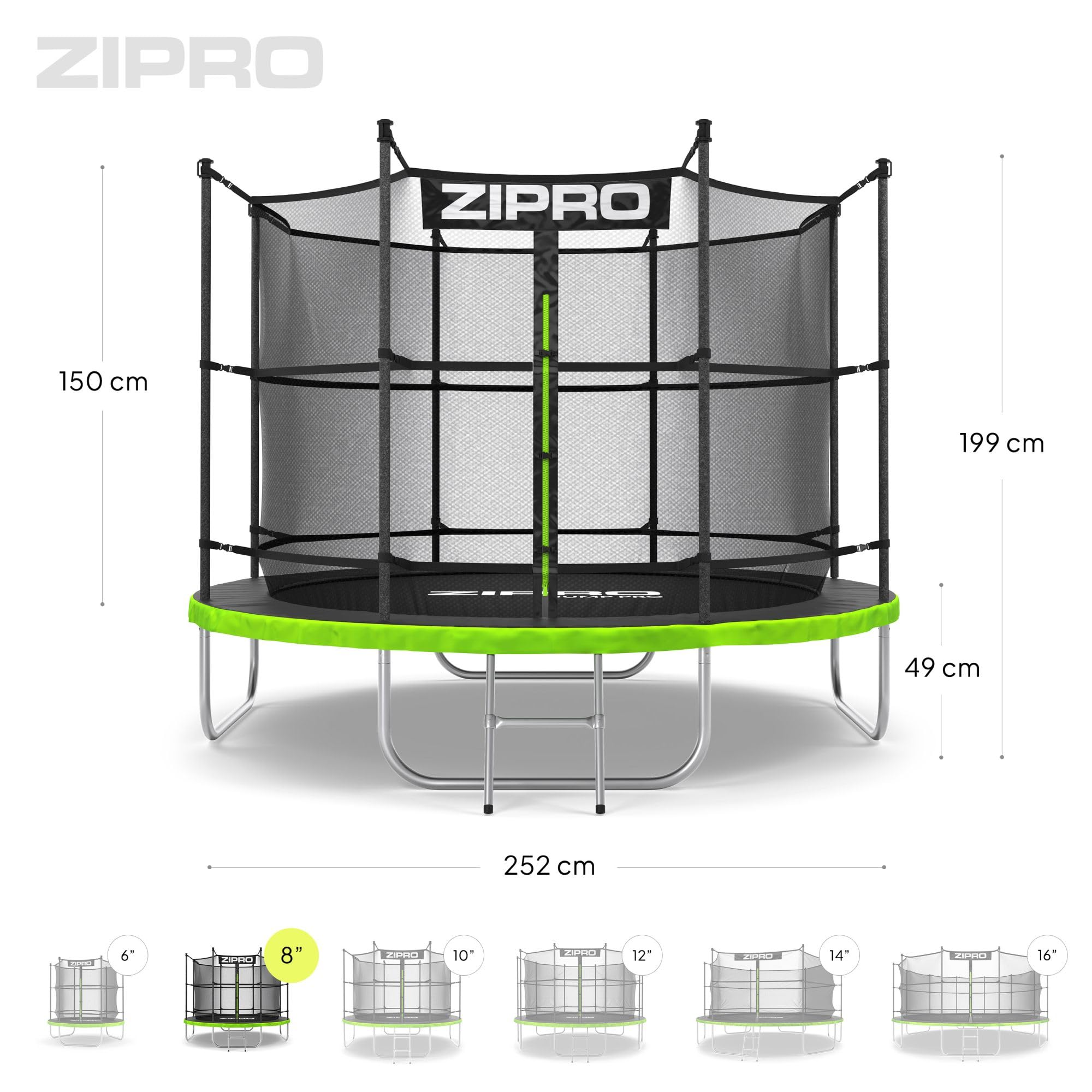 ZIPRO Trampolin Outdoor Kinder Kindertrampolin Rechteckig Bodentrampolin für Garten Gartentrampolin Eckig Groß mit Netz Sicherheitsnetz Innen Springmatte und Leiter Stabil Rahmen