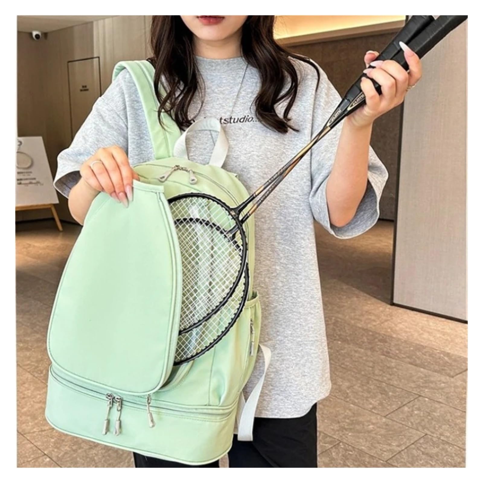 Raquetero Tenis Mochila for Gimnasio Y Fitness Al Aire Libre, Raquetas De Tenis Bádminton, Bolsa Entrenamiento, Zapatos Húmedos Secos, Bolsillo for Yoga, Almacenamiento Grande