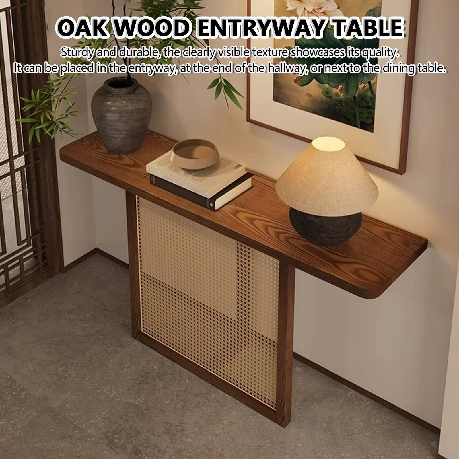 Wąska konsola wiejska do przedpokoju, drewniana sofa retro z zaokrąglonymi krawędziami, łatwy w montażu meble dekoracyjne