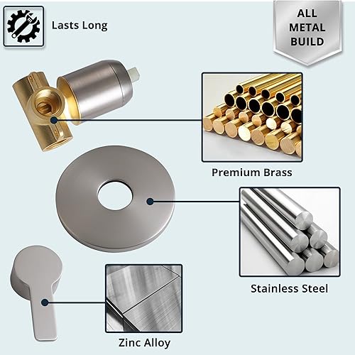 Miniatura 3 de Manija de válvula de ducha, kit de llave mezcladora de ducha de baño, válvulas de control de ducha de montaje en pared, válvulas rugosas de tina de