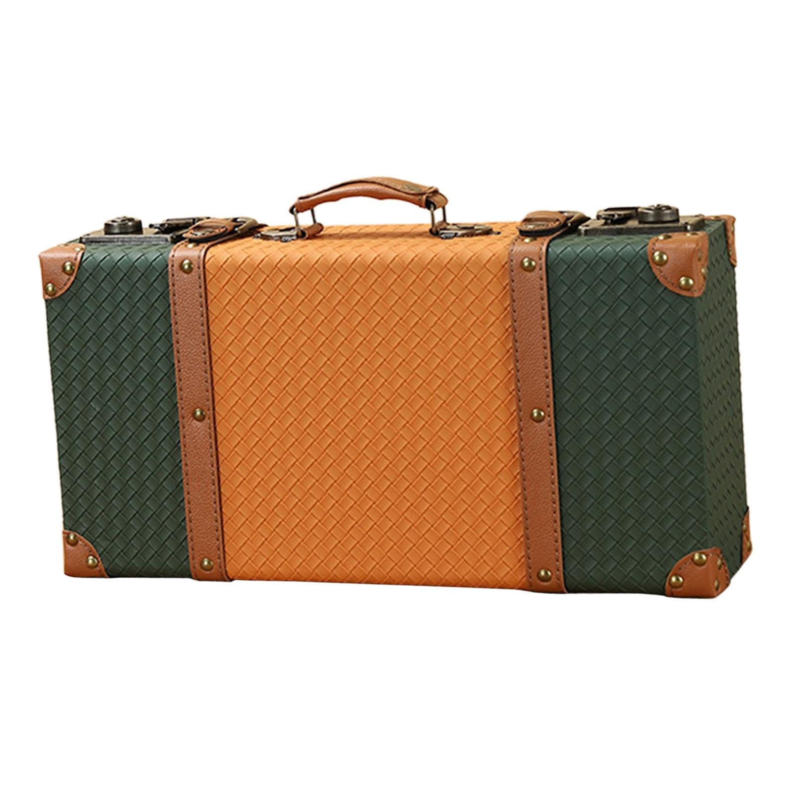 calandis™ vintage style trunk suitcase home decor portable wood decorative storage box green 44x11x23.5cm | luggage