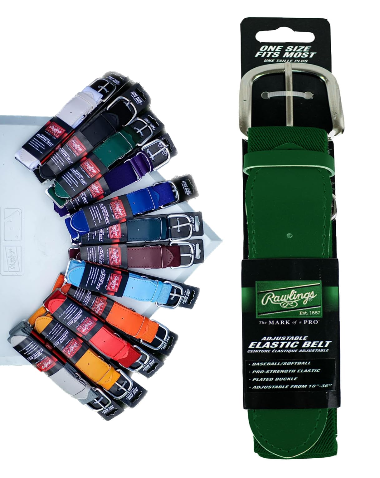 RawlingsAdjustable Belt | Baseball/Fastpitch Softball | One Size Fits Most (18"-36") | Multiple Colors