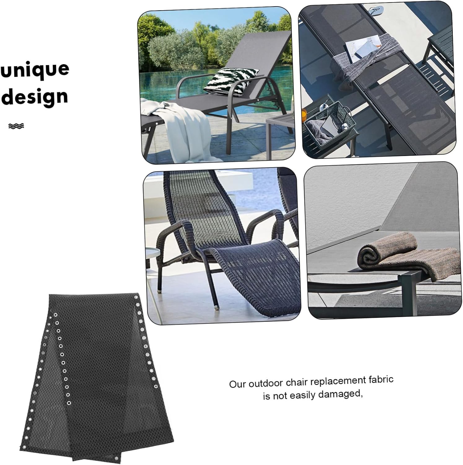 Outdoor Folding Lounge Breathable Replacement Fabric for Patio Chairs Easy to Install Lounge Chair Accessory
