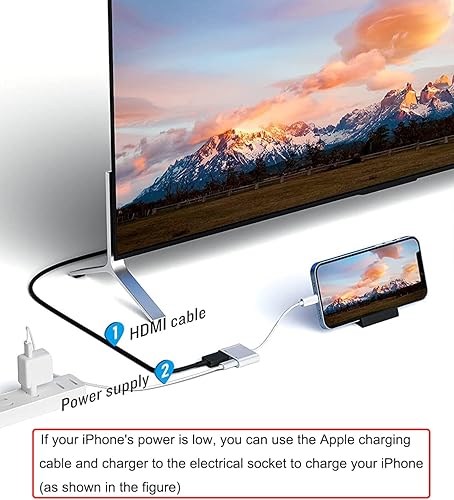Miniatura 6 de Adaptador Lightning a HDMI, convertidor AV digital certificado MFi de Apple con puerto de carga, pantalla de sincronización de 1080P para iPhone,