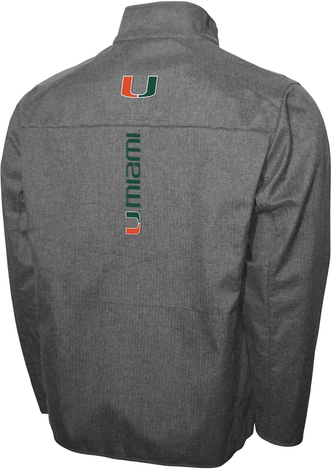2Bhip NCAA Miami Hurricanes Mens Gray Softshell Full Zip Jacket Fall Coat With Pockets & Reflective Print