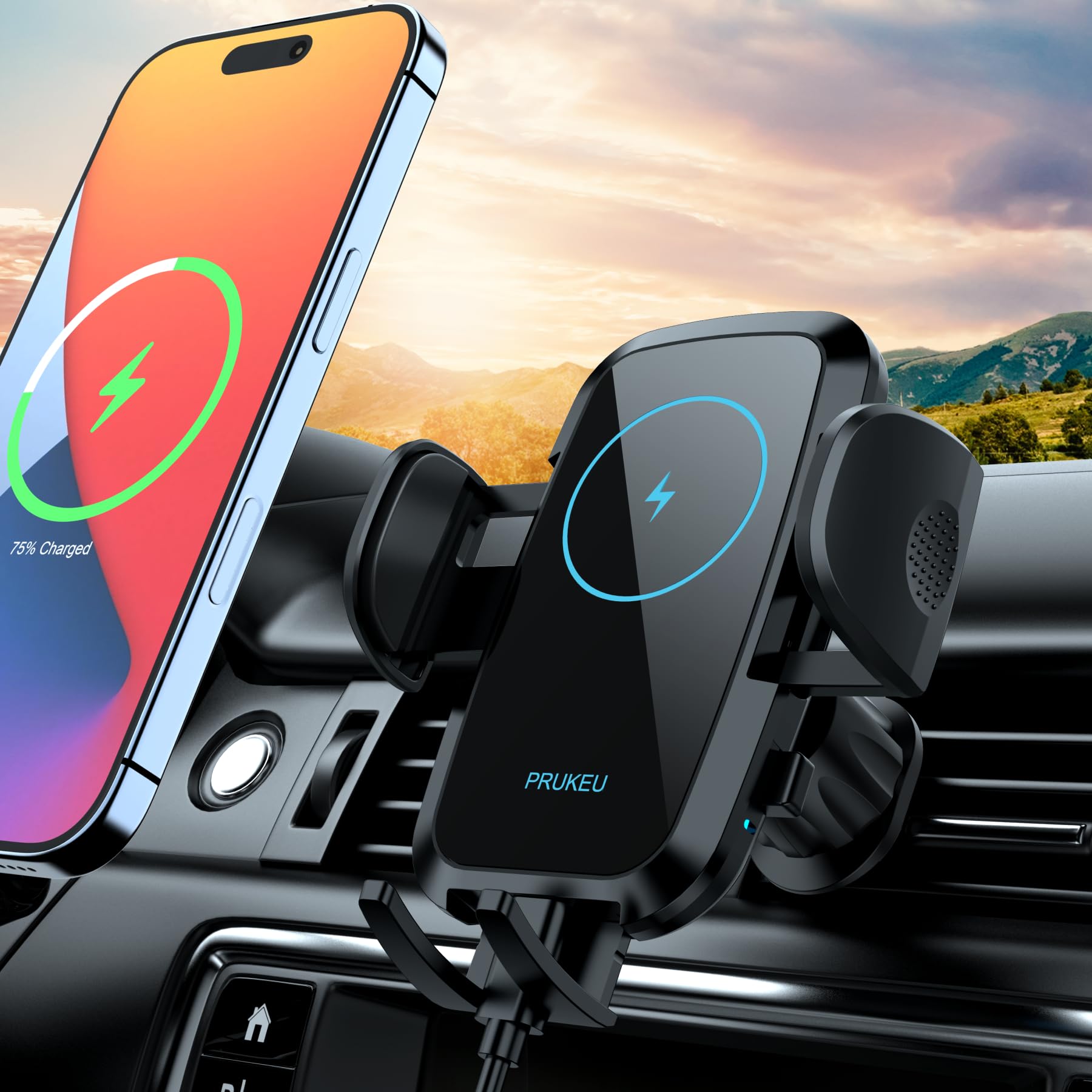 Chargeur Induction Voiture 15W Qi Chargeur sans Fil Voiture Support Auto