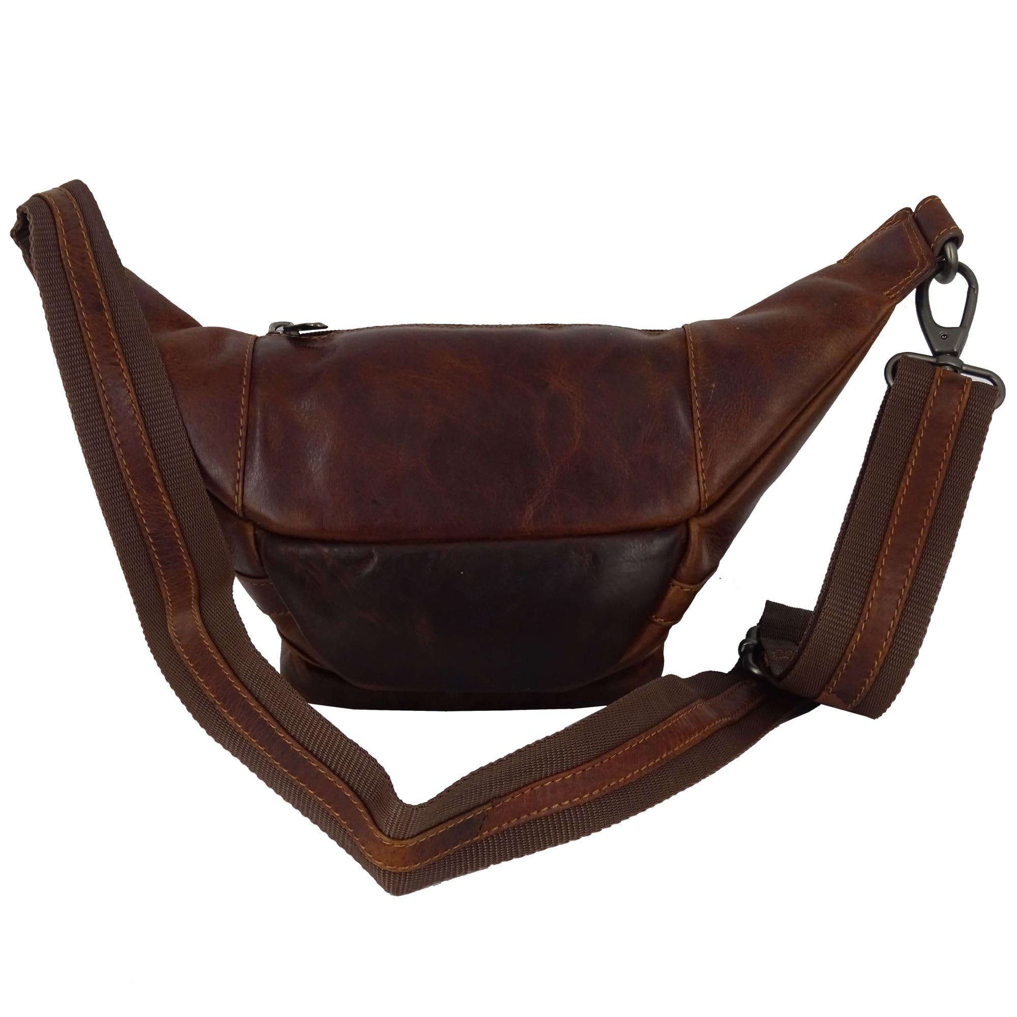 Hütmann Bauchtasche für Damen Herren Gürteltasche Hüfttasche Outdoor Handytasche Sport Laufgürtel Umhängetasche Geldgürtel für Wandern Fahrrad Reisen (Leder braun)