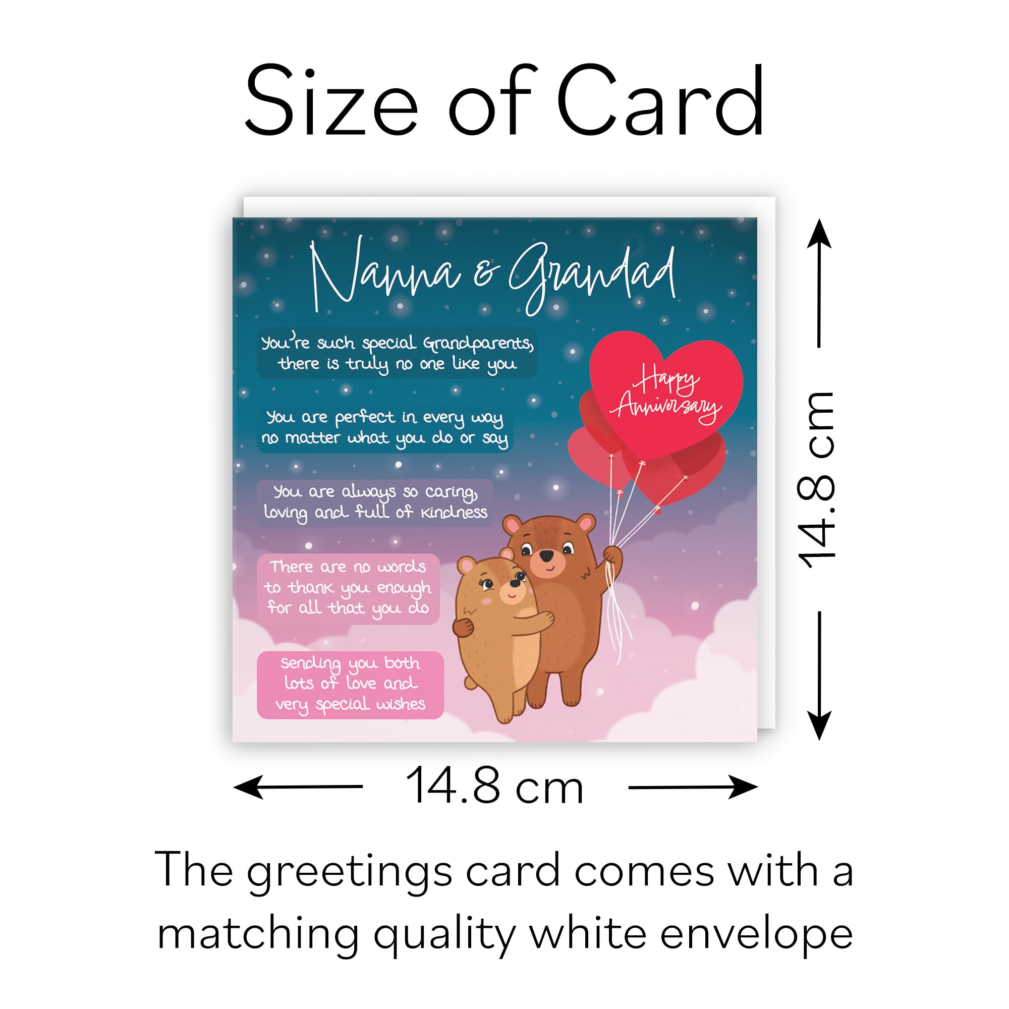 Hunts England, Nanna And Grandad Poem Anniversary Card, Starry Night, Cute Bears - Image 3