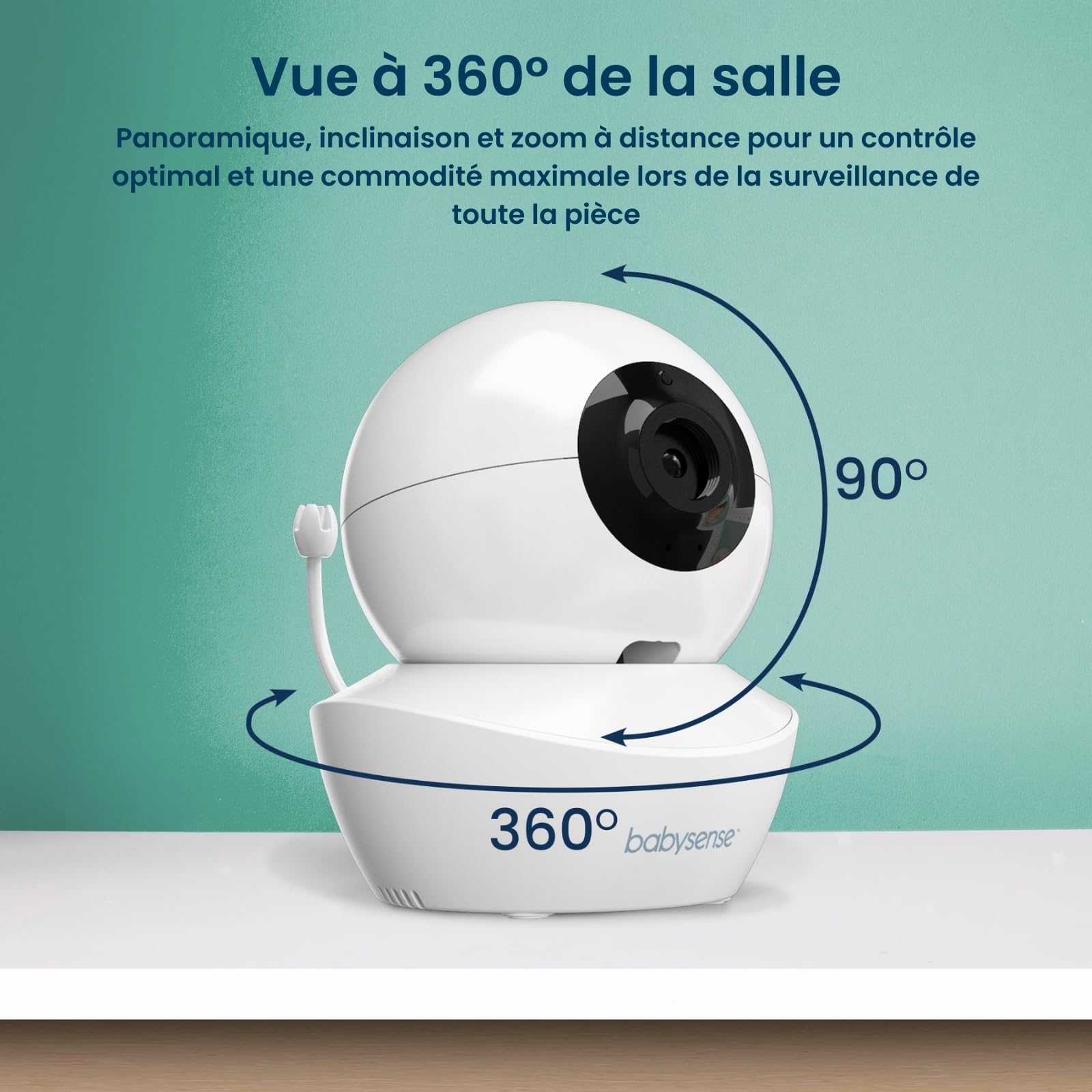 Babysense Moniteur HD Vidéo pour Bébé - Babyphone avec Écran Divisé 5“ et 2 Caméras 720p, Conversation Audio Bidirectionnel, Longue Portée, Veilleuse Réglable, Vision Nocturne, Berceuses