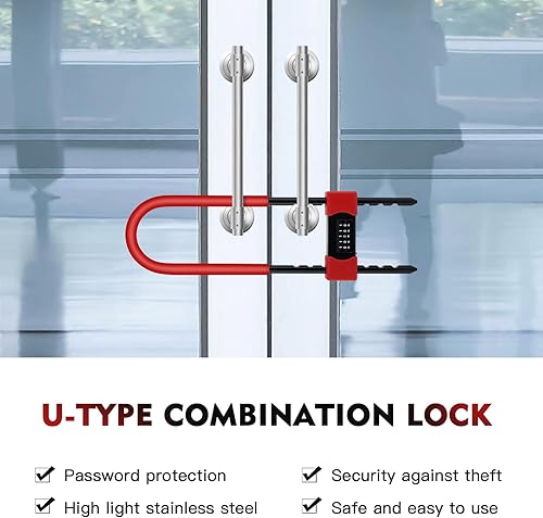 Miniatura 3 de U-Lock - Bloqueo en U extra largo de código de cinco dígitos - Cerradura de combinación de grillete largo - Cerradura de bicicleta con grillete