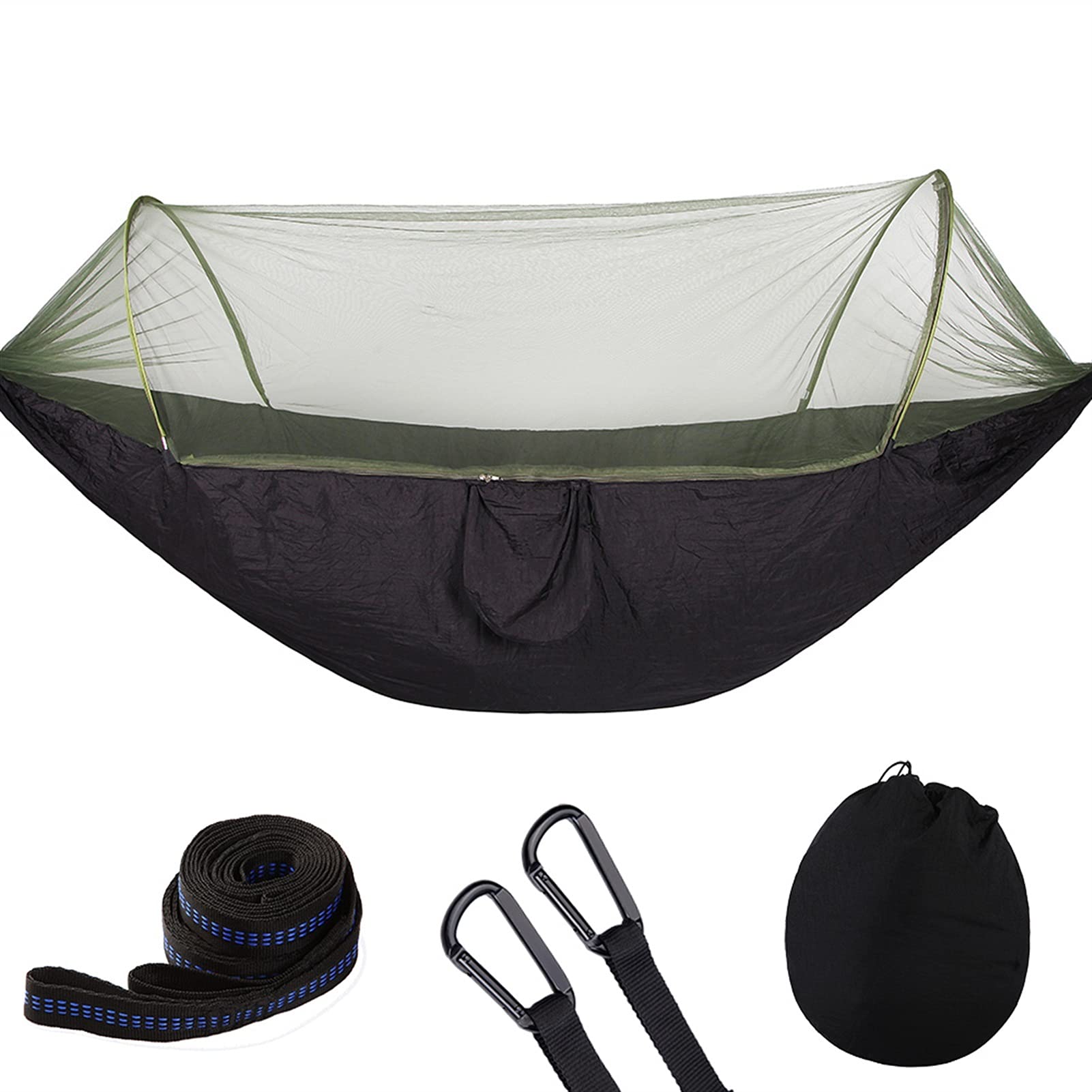 Schaukel Camping Hängematte mit Netto-Pop-Up-Licht, tragbare Portion im Freien Fallschirmhamm, Campingbedarf Klettergeräte & Schaukeln (Color : A)