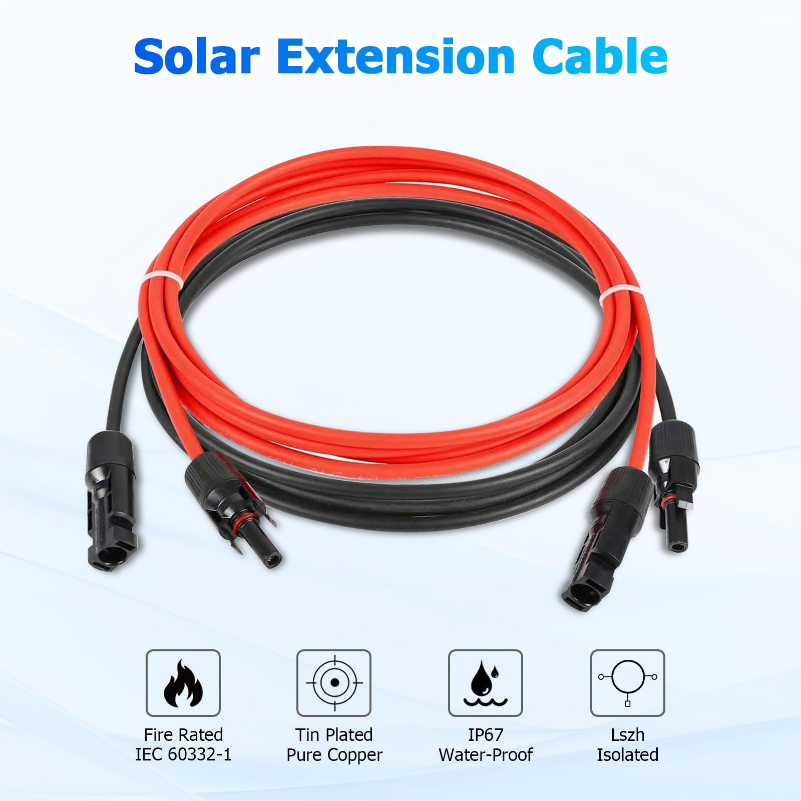 Solarkabel Verlängerung,4mm² 1/2/3/5/10m Solarkabel Verlängerung,Photovoltaik Solarkabel,Verbindungskabel Solarstecker,IP67 wasserdichtem Stecker (4 mm²/20 m)