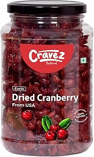 cravez Premium Cranberry - 500 Gram|High Antioxidants, Dietary Fiber & No Gluten, Antioxidant Rich|Immunity Booster & Healthy Snack|Sweet Berries|Diwali Dry Fruit Gift Box For Family And Friends