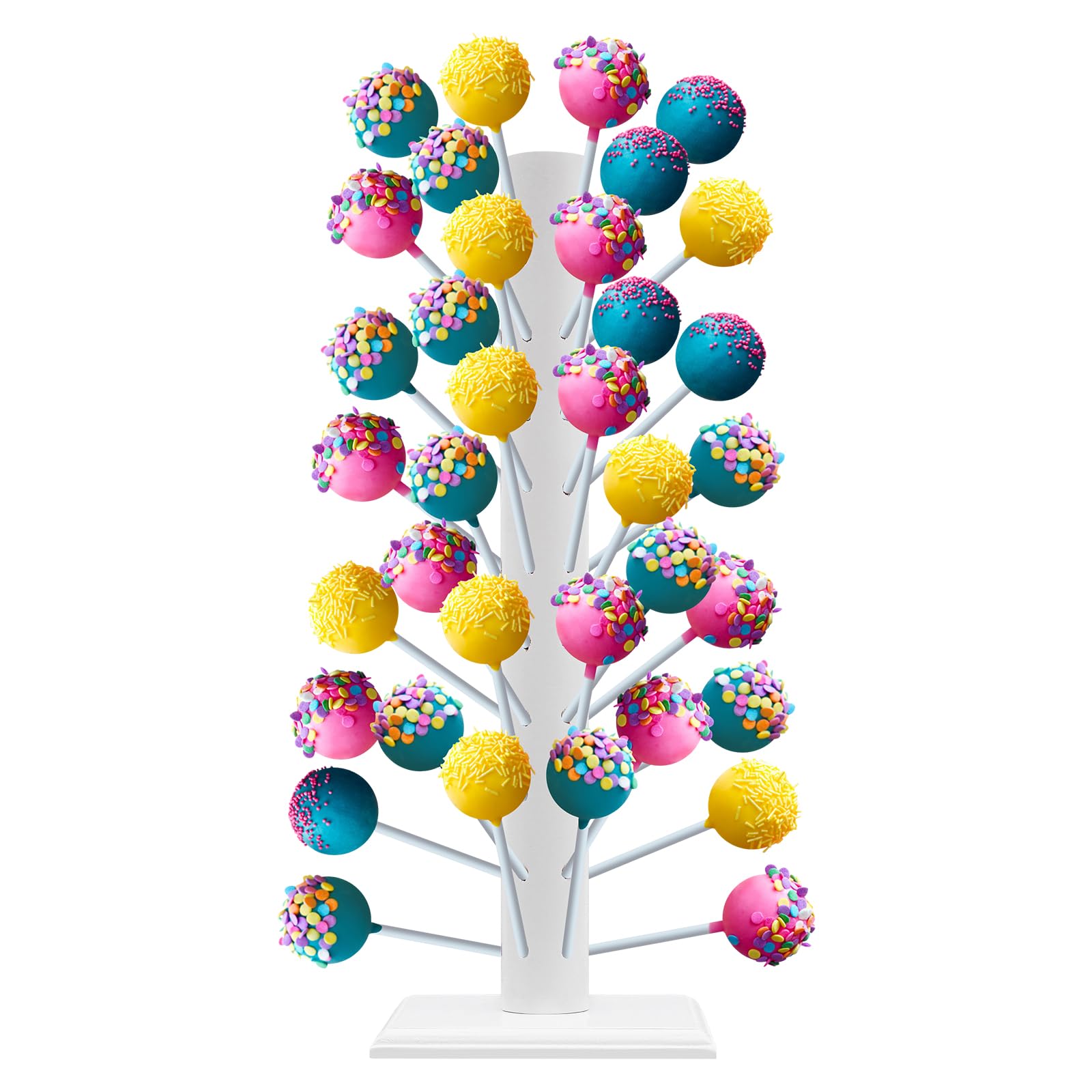 Soporte para piruletas de madera con 62 agujeros, para caramelos, para fiestas, cumpleaños, aniversarios, bodas, tiendas, cumpleaños, decoración (blanco)