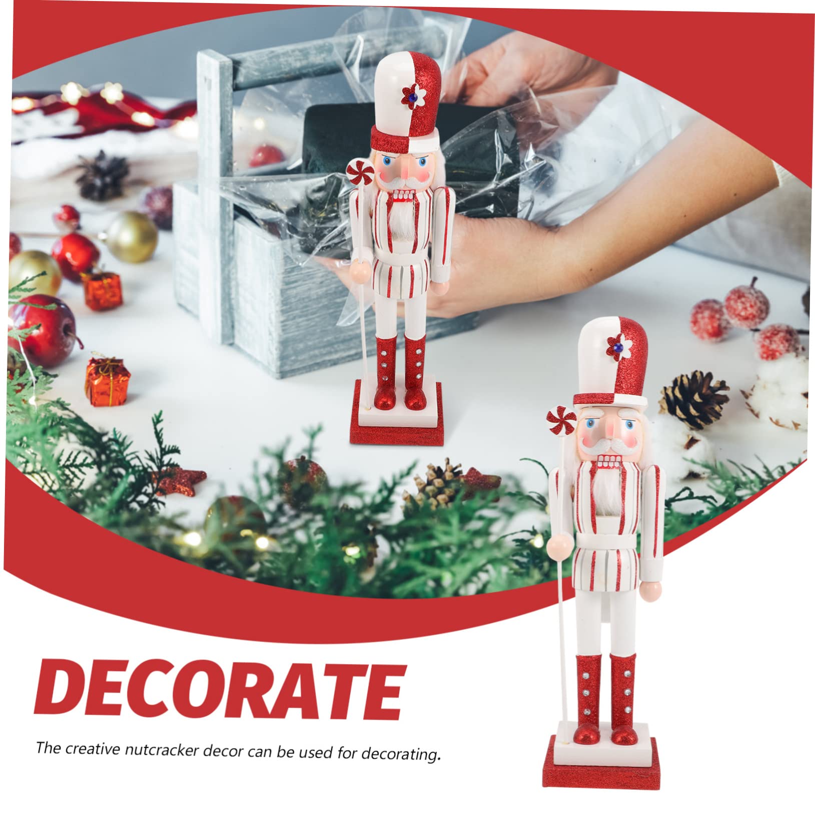 PRETYZOOM 2 Pezzi Di Schiaccianoci Natalizi in Legno Decorazione Da Tavolo Per Le Feste Di Natale Stile Tradizionale in Noce