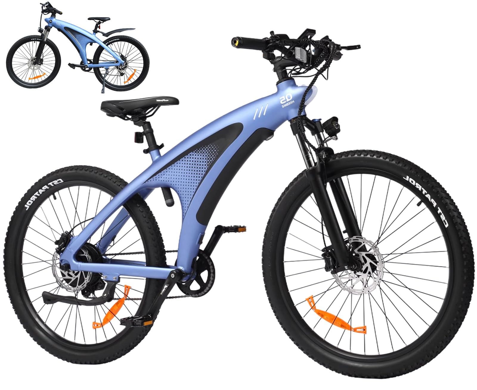 HX Q5 Shark Vélo Électrique Adulte VTT Électrique, Batterie Amovible 48V 15Ah, 9 Vitesses, Autonomie 60-80km, Freins à Disque, Pneus 27,5" Tout-Terrain