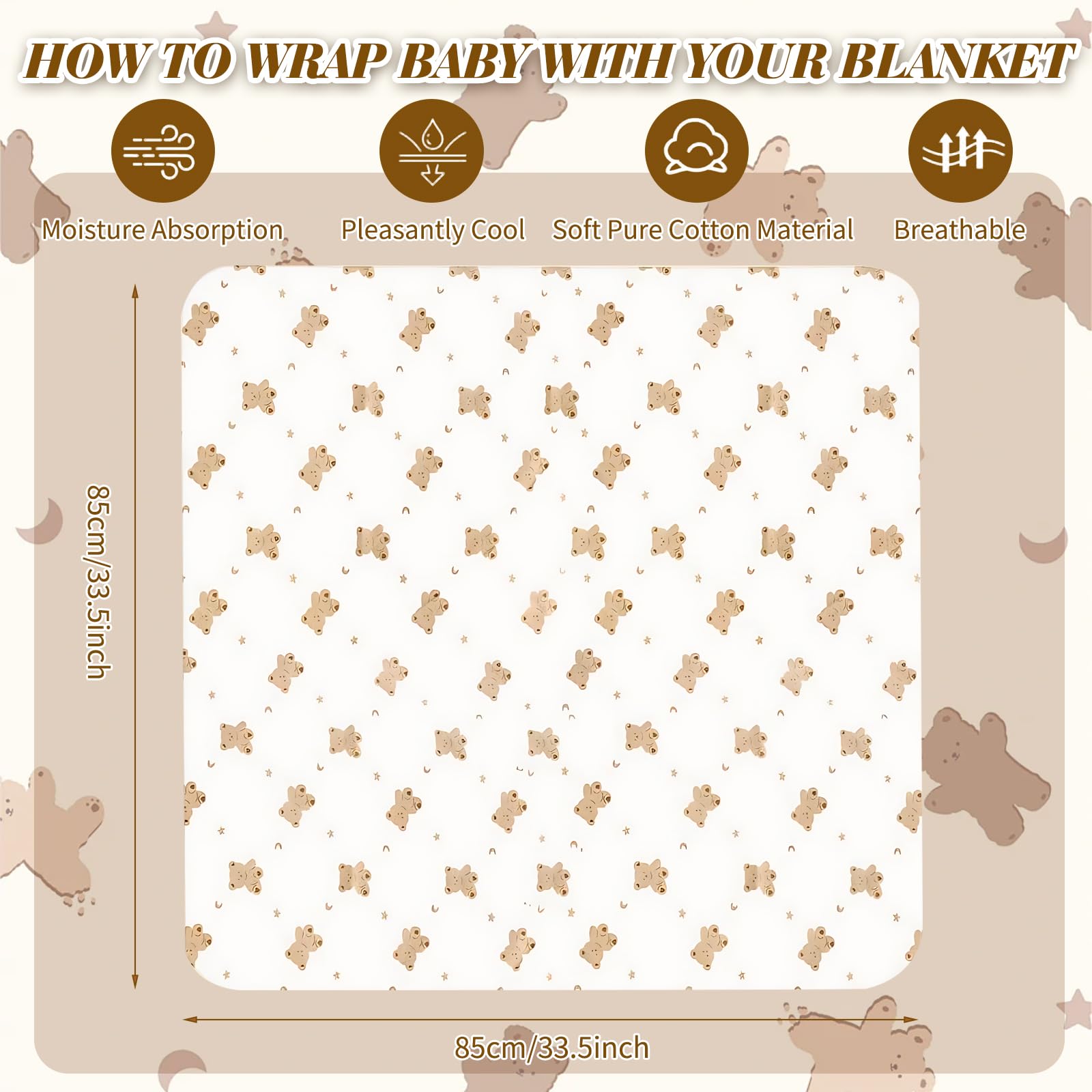 KIKAWORD Thin Baby Blanket for Newborn Baby Blankets Newborn Soft, Cotton Cellular Blankets Apply to Spring or Summer - Image 2