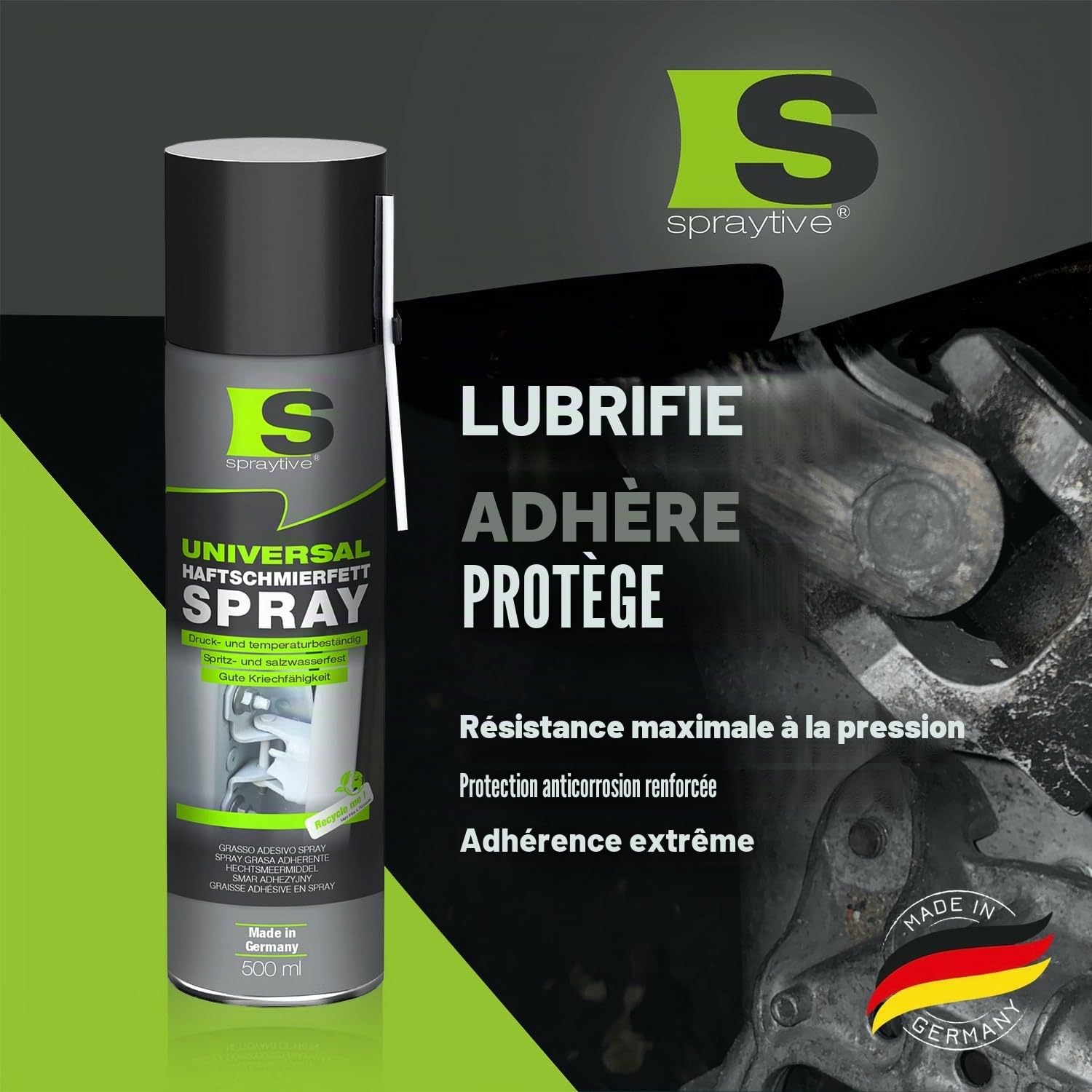 Lot de 24 sprays de graisse lubrifiante adhésive universelle de 500 ml - Graisse lubrifiante et huile pénétrante pour voiture, articulations, roulements et charnières - Graisse de