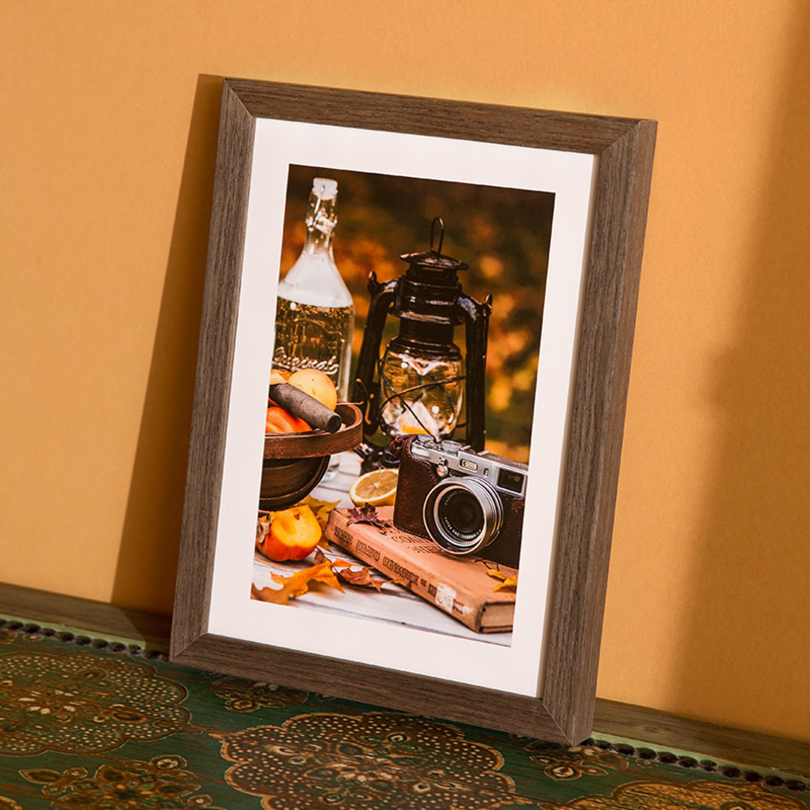 Fotorahmen Personalisiertes Geschenk Massivholz A4 Zweifach 21 × 29,7 cm Dunkelbraun