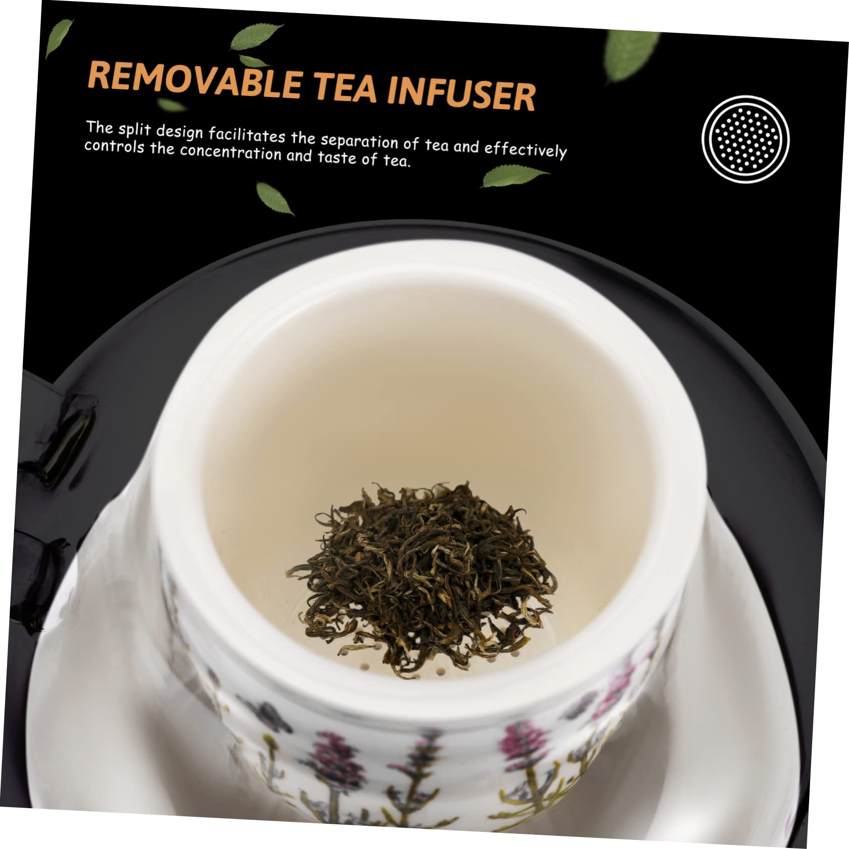 SHOWERORO Teiera Infusore Ceramico Bollitore Per Tè Sfuso Per Infusi E Tisane Set Da Ufficio Con Colino