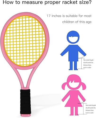 Miniatura 5 de Crefotu Juego de raquetas de tenis para niños pequeños, mango de esponja, incluye 6 bádminton, 1 pelota de tenis, bolsa y 2 pelotas, aumenta los