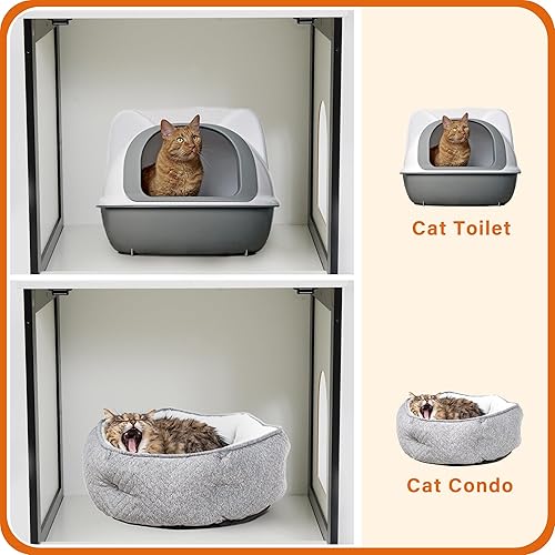 Miniatura 7 de DWANTON Caja de arena para gatos oculta, caja de arena para gatos, entrada reversible que puede estar en el lado izquierdo o derecho, gabinete de