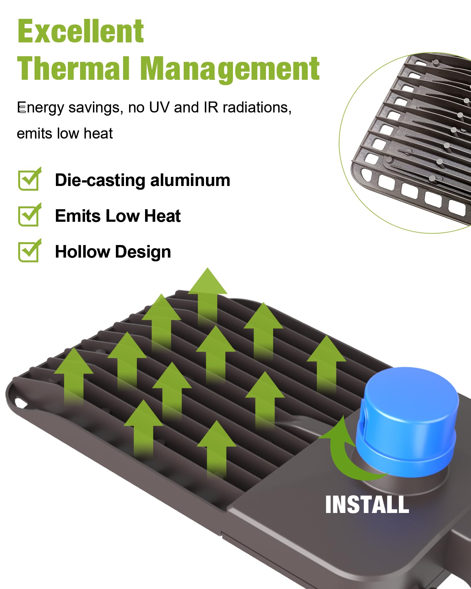 YXL LED Parking Lot Light 200W LED Shoebox Light with Dusk to Dawn Photocell 28000LM 5000K Daylight Arm — view 4