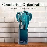 Vista 6 de Larder & Vine 12-Piece Silicone Kitchen Cooking Utensils Set with Stainless Steel Handle and Ceramic Holder, Dishwasher Safe Set of Kitchen