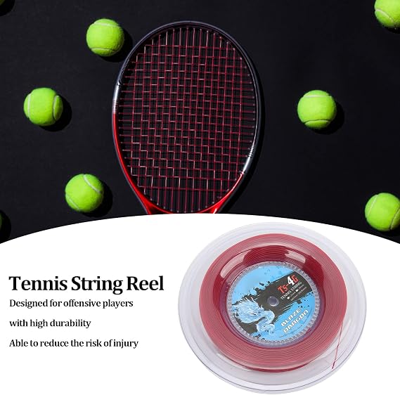200m Polyester Tennis Racket String, for Daily Training and Amateur Play(Red)