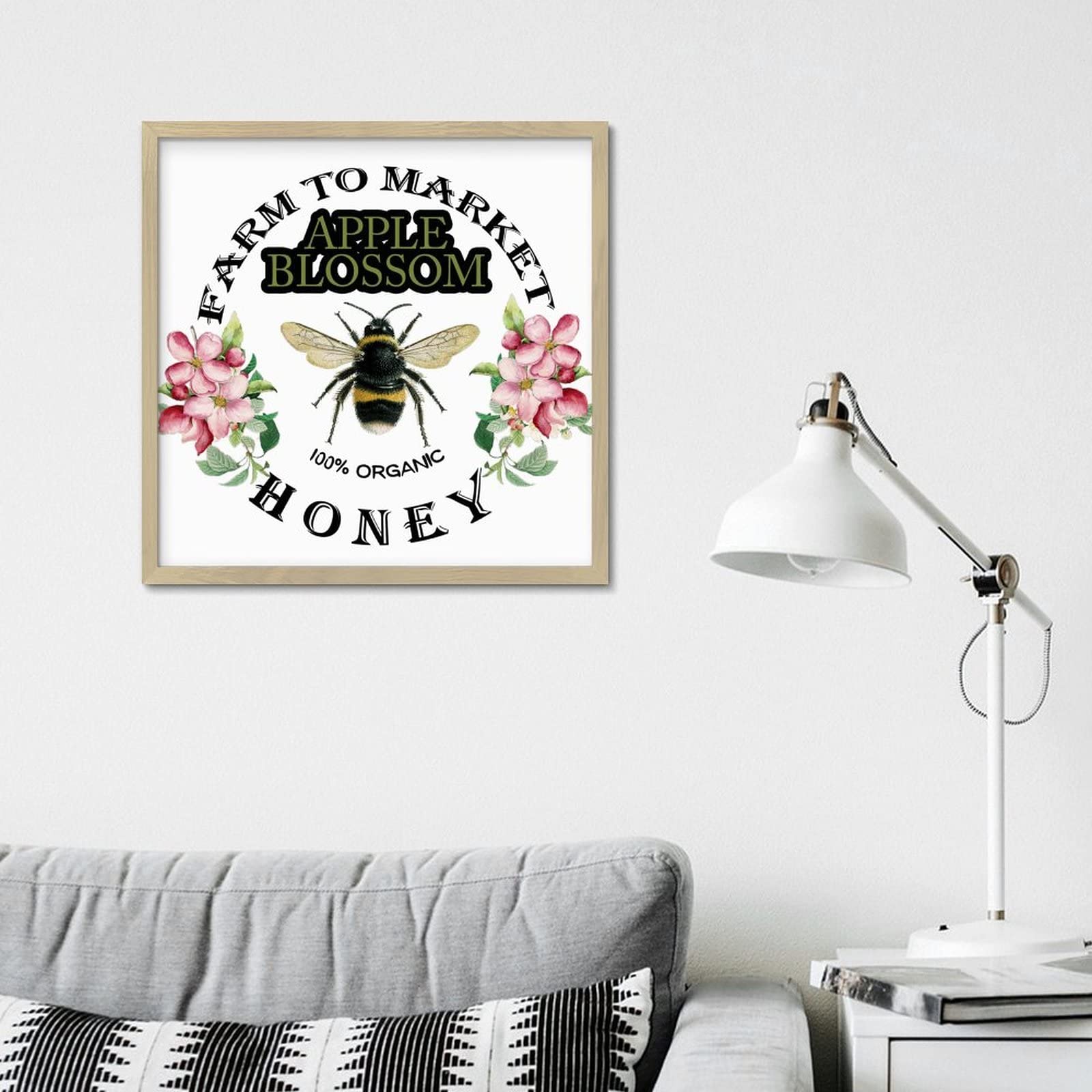 NABRAND Honeybee - Targa in legno con ape, decorazione in legno, rustica, per ufficio, scuola materna, scuola, classe sopra il letto, cornice rustica, 30 x 30 cm