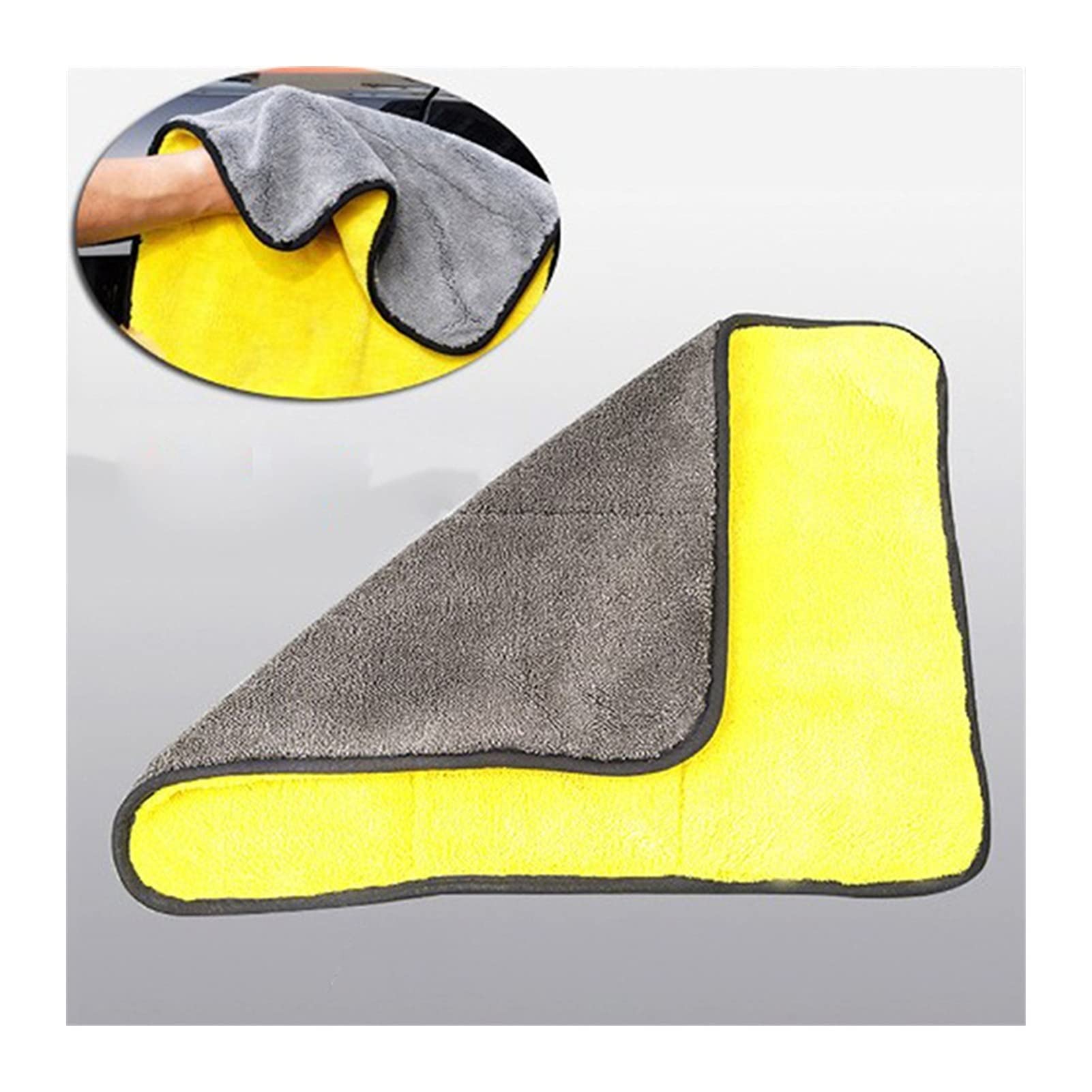 ACiyD Trockentuch Autowäsche Mikrofasertuch Autoreinigung Trockentuch Säumen Autowaschtuch Auto Detailing Handtücher (Material : 30X40cm) (Yellow 30X40cm)