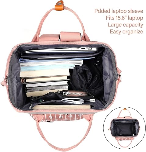 Miniatura 2 de Mochila escolar para mujer, mochila escolar de 15.6 pulgadas con puerto de carga USB, bolsa de viaje para universidad, trabajo, negocios, regalos