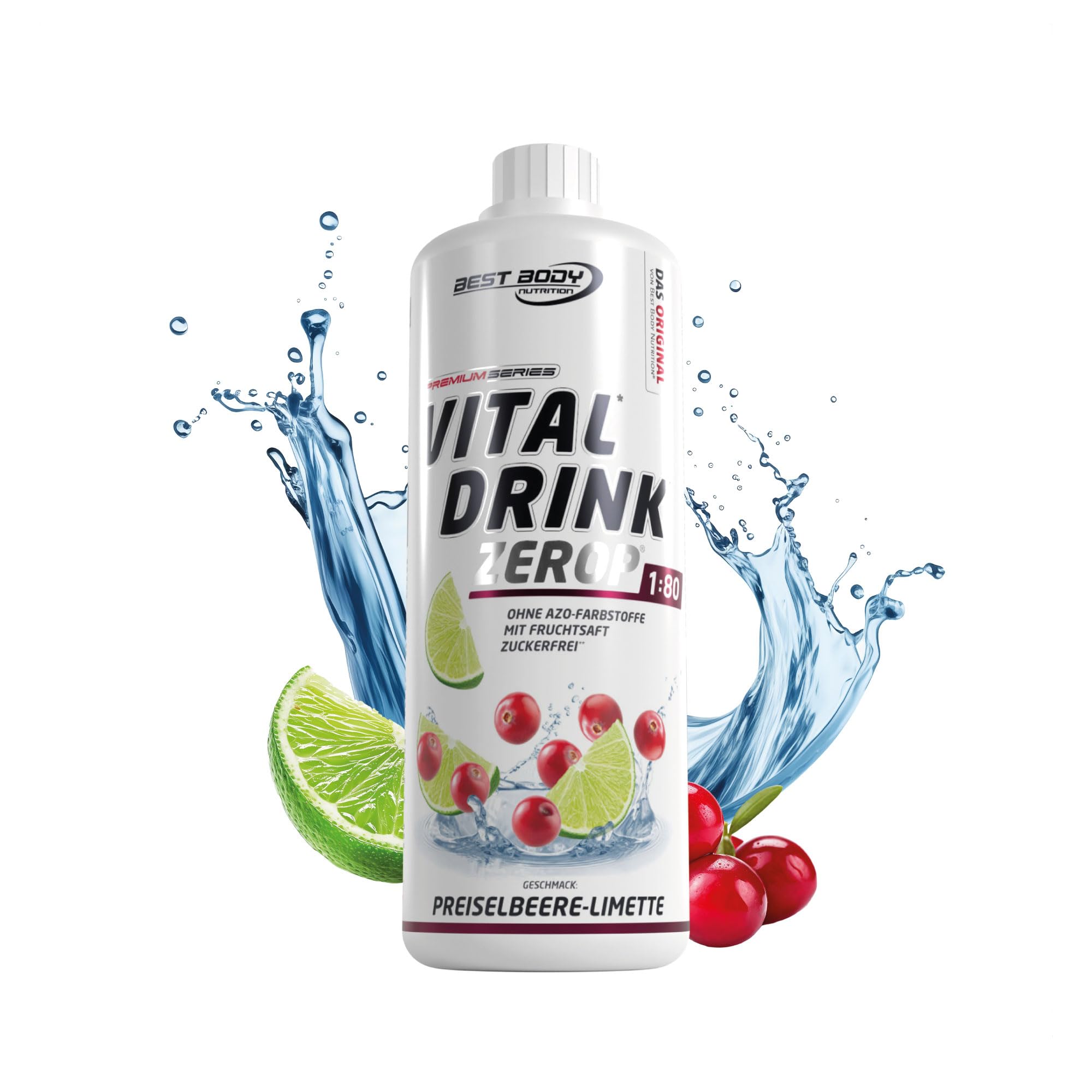 Best Body NutritionVital Drink ZEROP® - Lingonberry Lime, Sugar-Free Beverage Concentrate, 1:80 Makes 80 Litres of Ready-To-Drink, 1000 ml