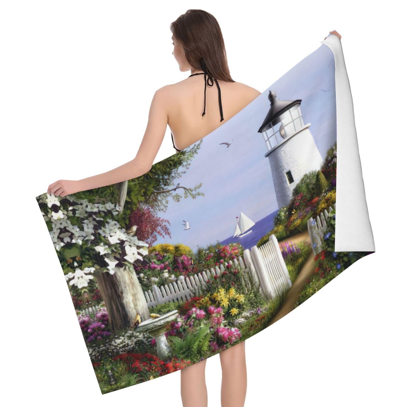 Serviette de bain microfibre motif diamant idéale pour le sport et le spa