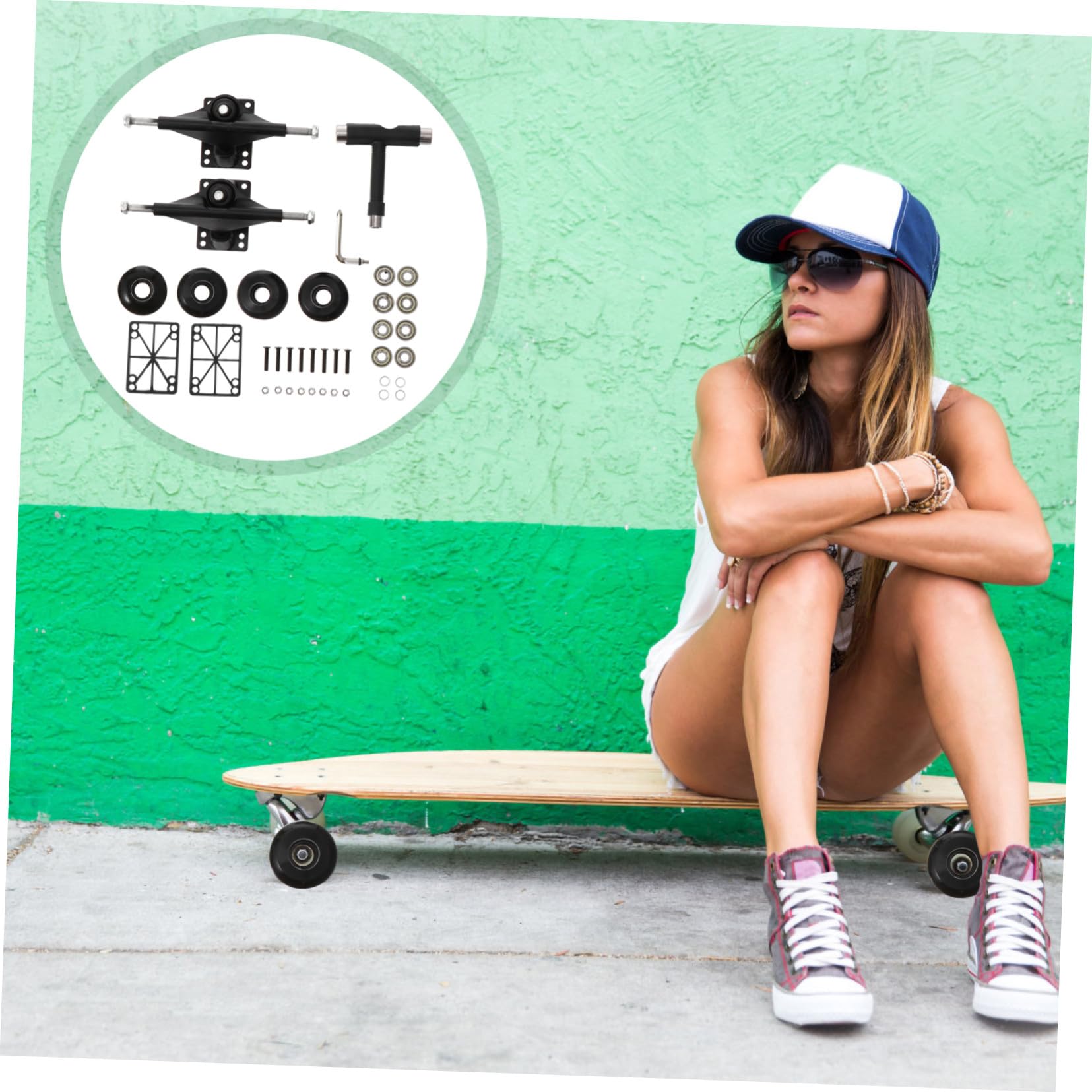 Hemobllo Kit Completo de Puerte y Ruedas Alta Capacidad de Carga Varios Estilos Fácil de Instalar para Patineta Rodamientos de Aleación de Aluminio para Skaters