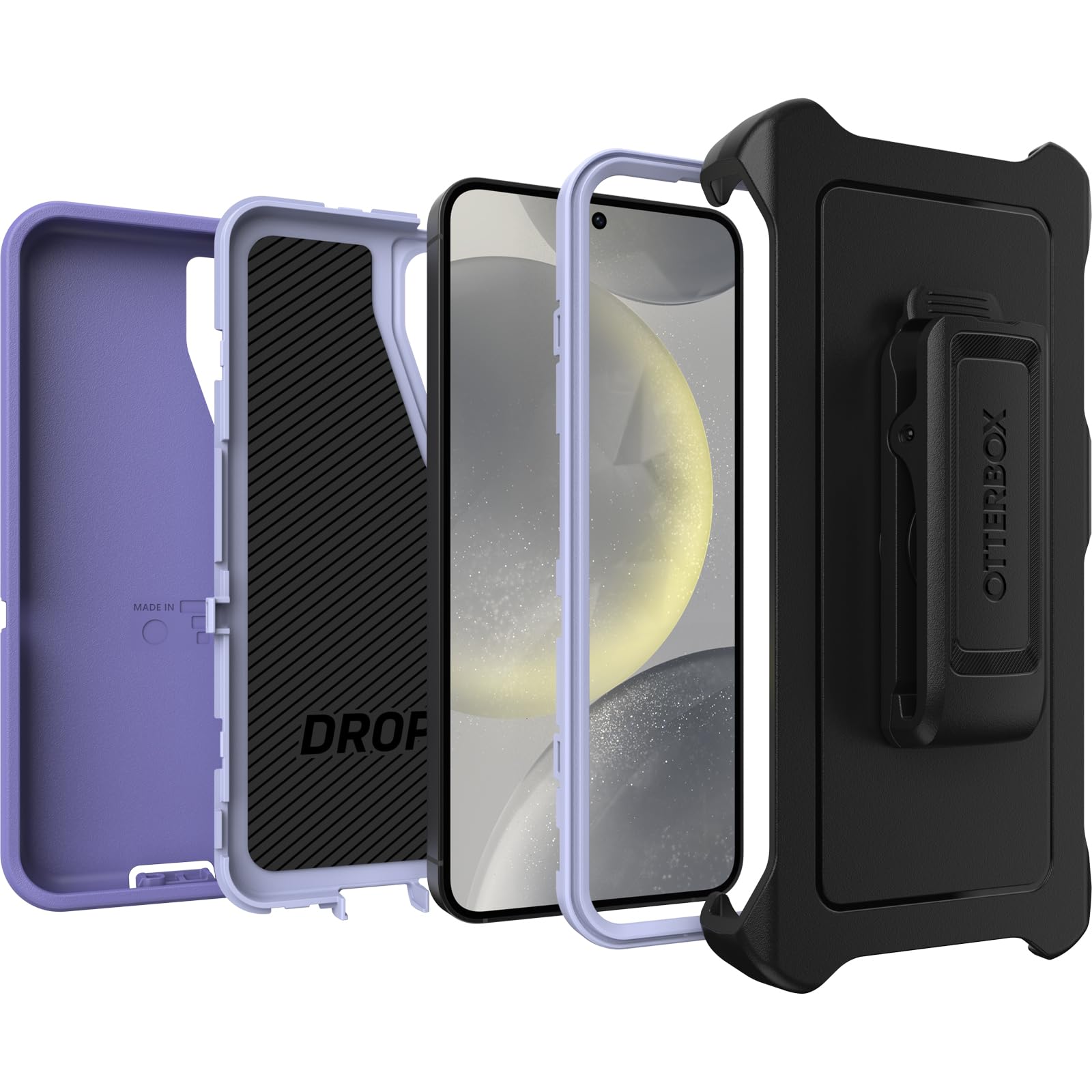 OtterBox Defender Etui do Samsunga Galaxy S24, wytrzymałe i trwałe, z ochroną portu, z podpórką z klipsem do kabury, fioletowe (Mountain Majesty)
