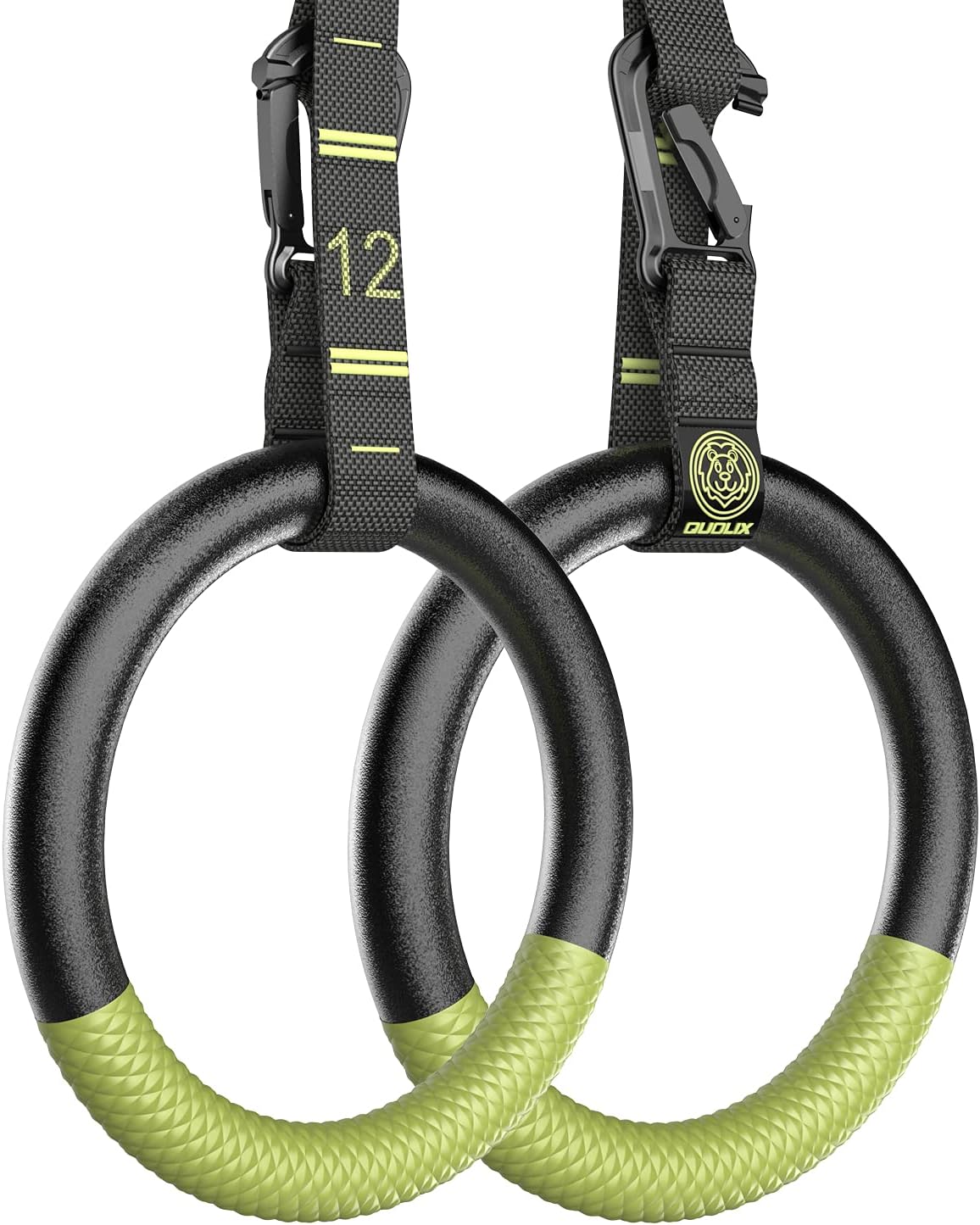 QUOLIX Gymnastic Rings with Adjustable Straps, Non-Slip Pull Up Rings with Straps, 1300lbs Exercise Rings with Straps for Home, Gymnastics Rings for Home Gym, Workout, Exercise, Training, Calisthenic
