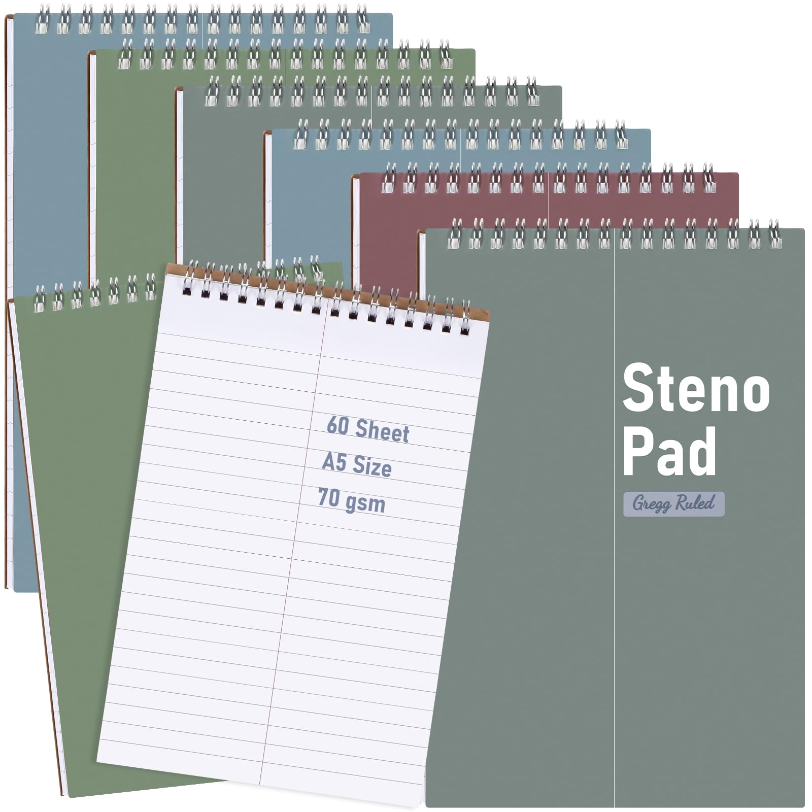 Eaasty 6 Pack Spiral Steno Pads Bulk Top Spiral Steno Notebooks