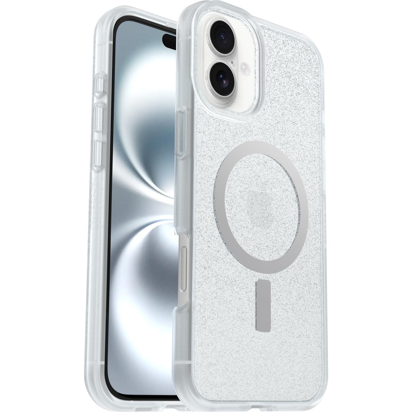 OtterBox Cover per iPhone 16 Plus React Series MagSafe, resistente a shock e cadute fino, cover ultrasottile, testata a norme MIL-STD 810G, Stardust-Trasparente, Senza Retail Package