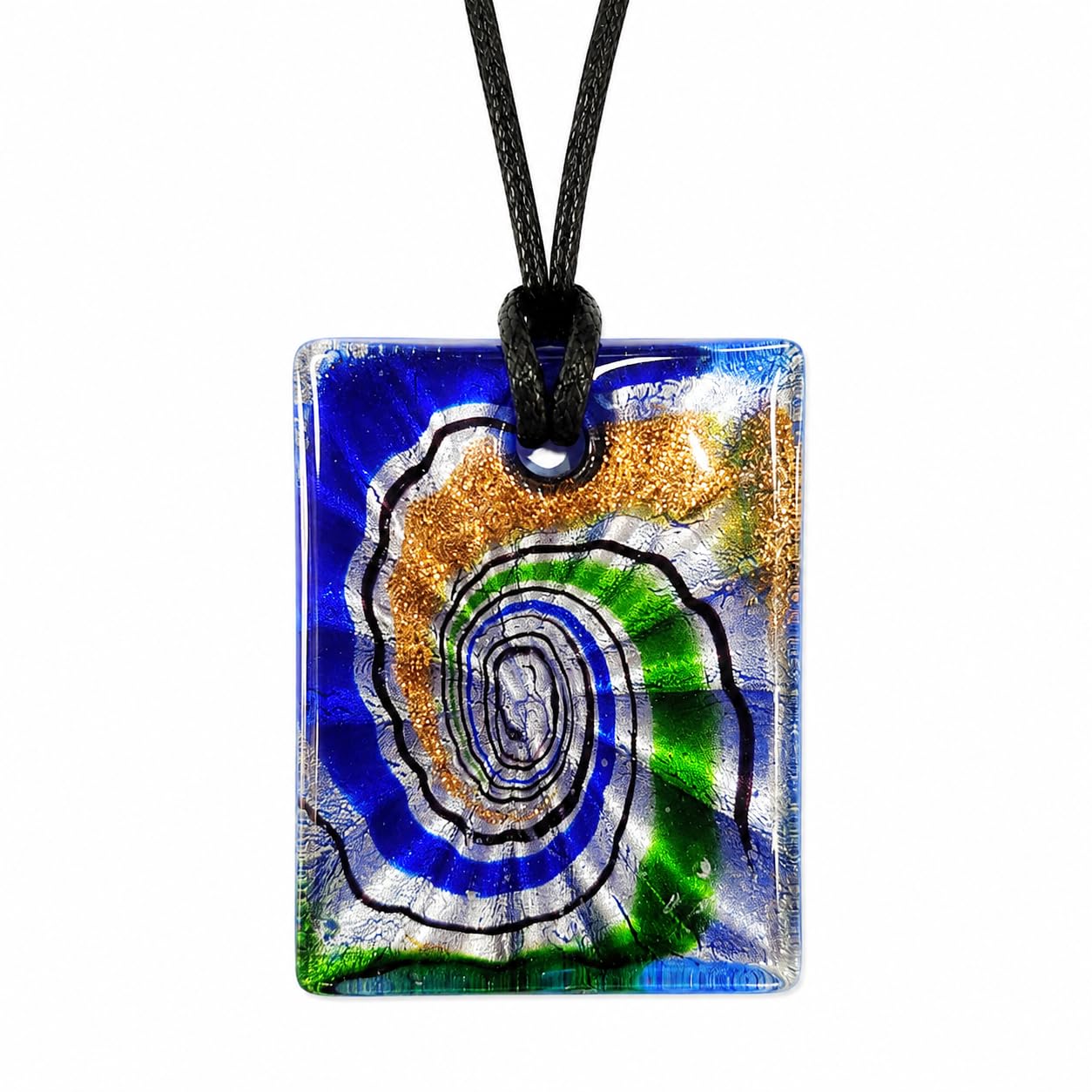sakshi Rectangular Murano Glass Pendant | Spiral Artistic Design for Women & Girls | 4 cm Height, 18 gms With Adjustable cable Chain-image-12
