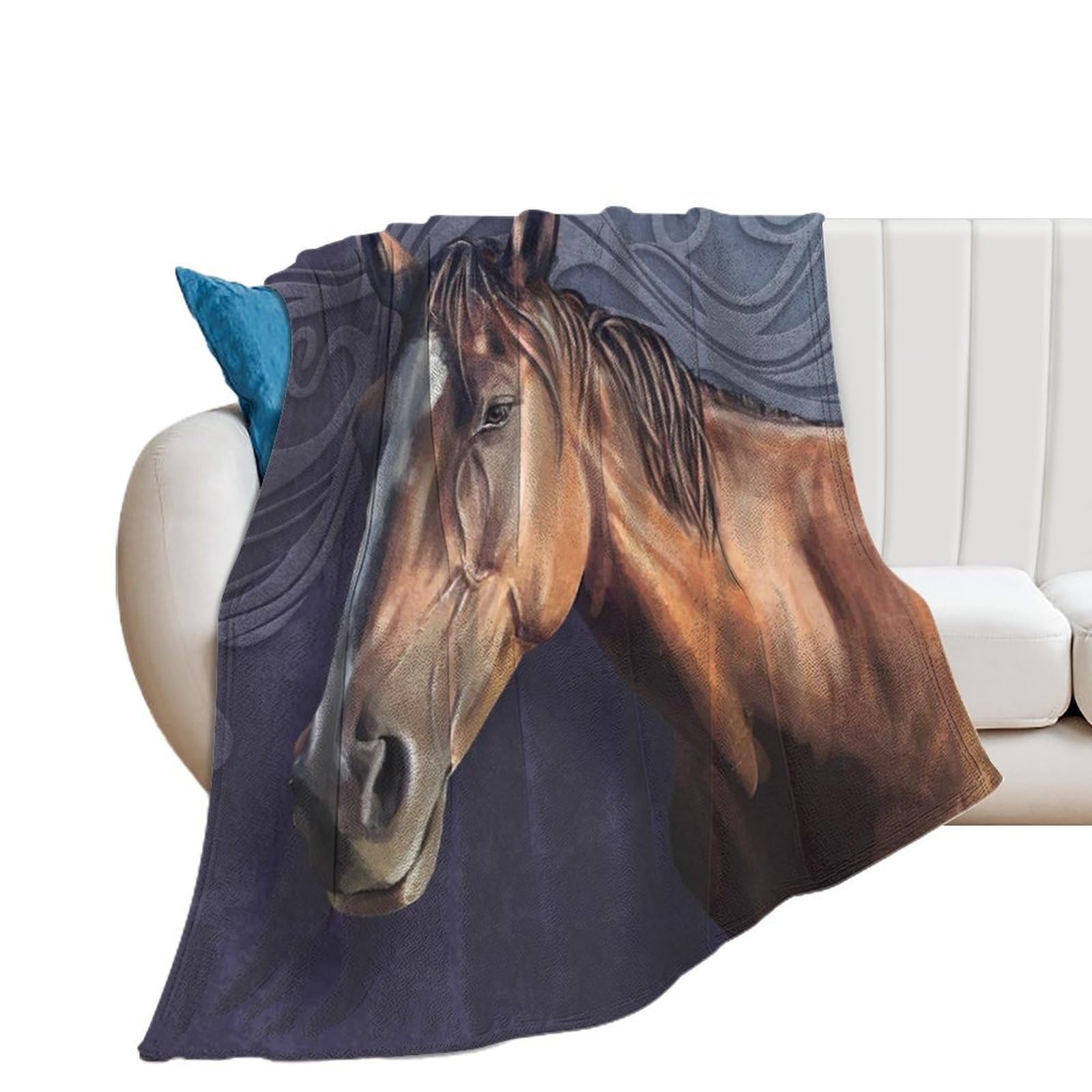 Nclqvjxzkhw Men's Style Horse Flannel Blanket Soft Throw Blankets Bed Couch Sofa Travel