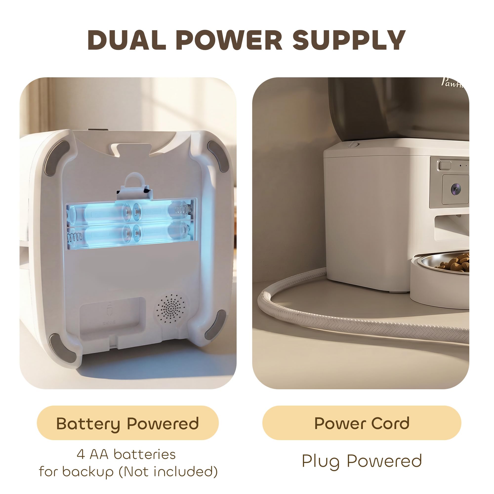 PawHut Comedero automático para gatos con cámara, WiFi de 2.4 G, control inteligente de aplicación, comedero para mascotas de 4 L, 1-10 comidas con audio de 2 vías, visión nocturna, antiobstrucción