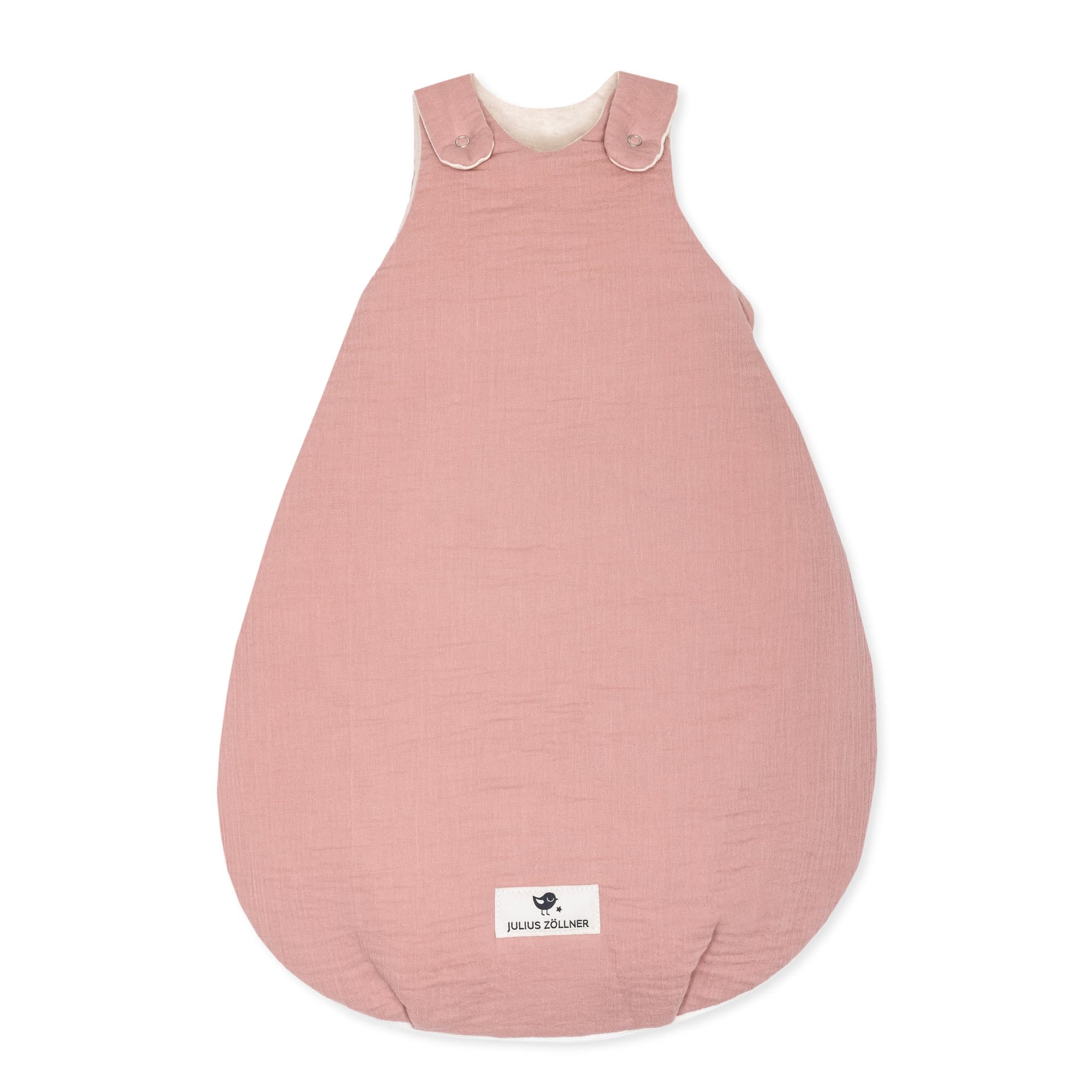 Julius Zöllner Babyschlafsack gefüttert Musselin 2,5 TOG Gr. 56/62 | 100% Baumwollmusselin | Oeko-TEX Standard 100 | Dusty Rose