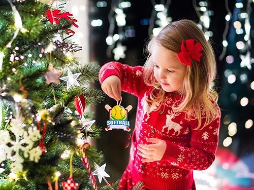 Miniatura 4 de Adornos de sóftbol, adorno de sóftbol 2025, adorno de sóftbol para niñas, idea de regalo de sóftbol, adorno para árbol de Navidad, incluye etiqueta