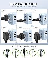 Vista 5 de EPICKA Adaptador de viaje universal de 35W con 2 tomas de CA, adaptador de enchufe de viaje europeo con carga rápida PD, adaptador de corriente