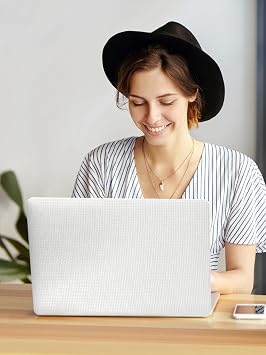 Seorsok Compatible with MacBook Air 13 Inch Case 2022 2021 2020 2019 2018 Release A1932 A2179 M1 A2337 Touch ID,Woven Elegant Leather Plastic Hard Shell Case with Keyboard Cover,White,No Logo Cutout
