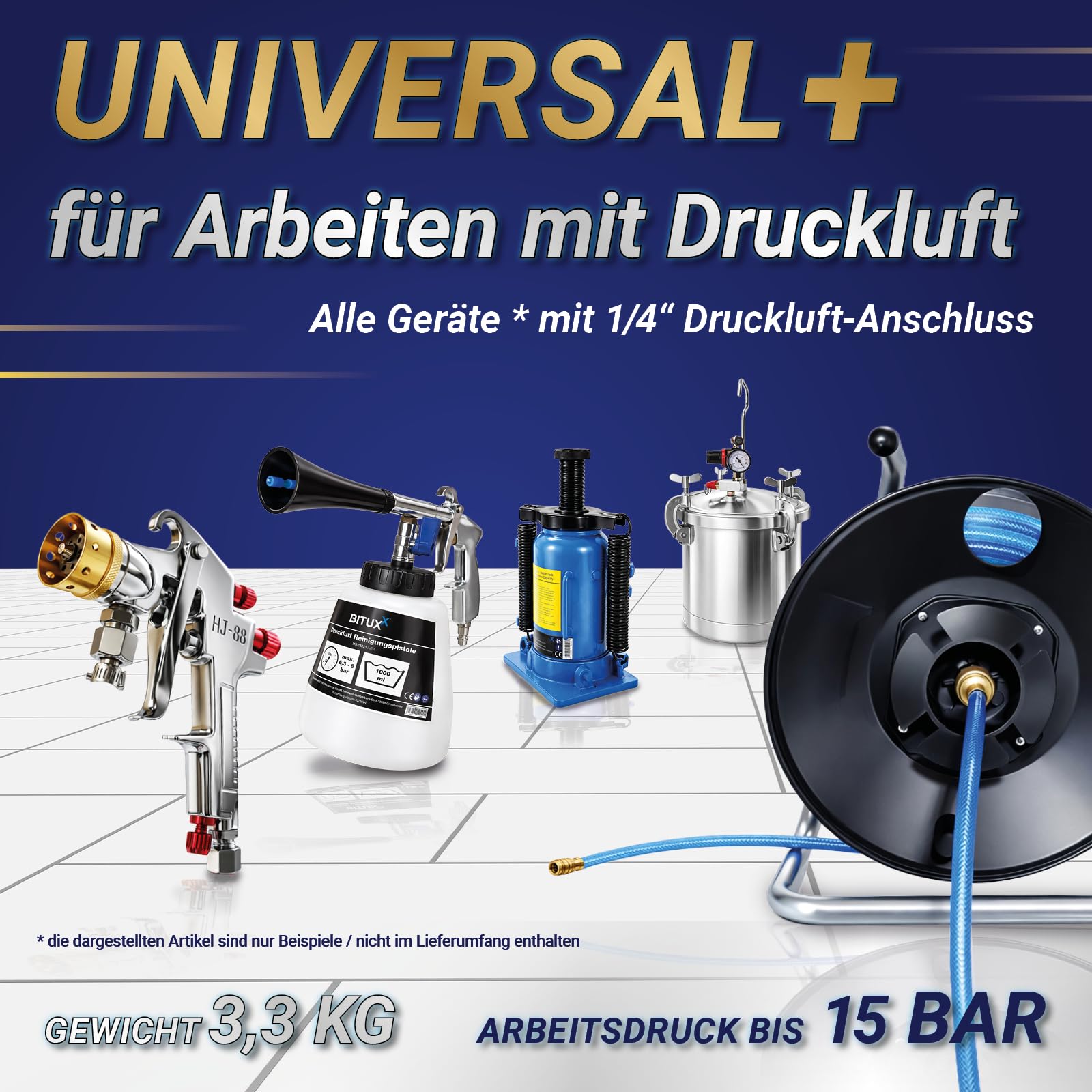 Bituxx Druckluftschlauchtrommel Druckluft Luftschlauch Trommel Aufroller für Kompressor 20 Meter manuell
