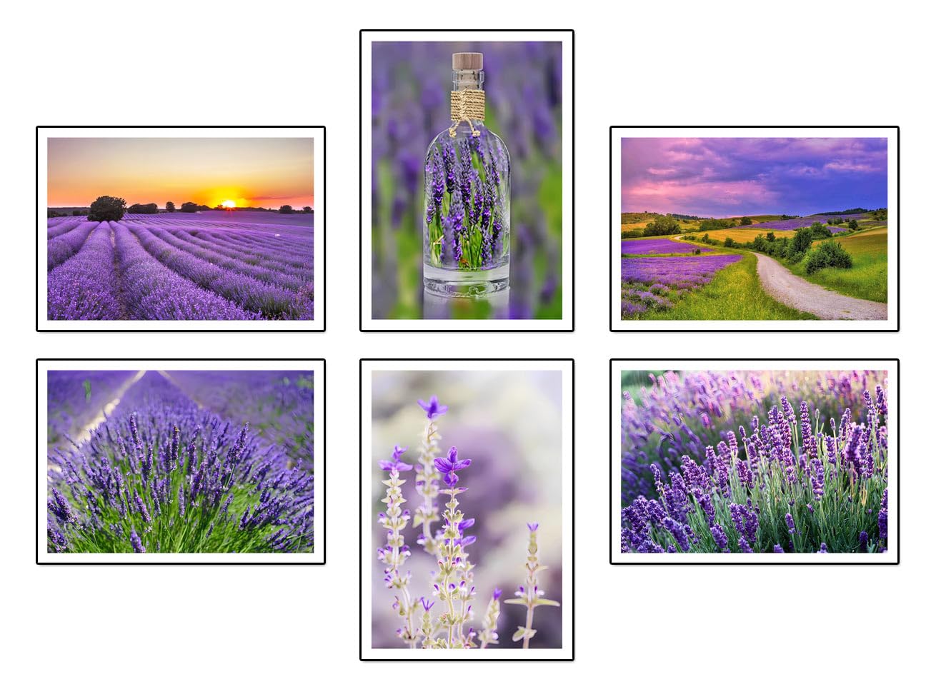 Tableaux paysage nature lavande pour decoration salon et chambre lot de 6 cadres