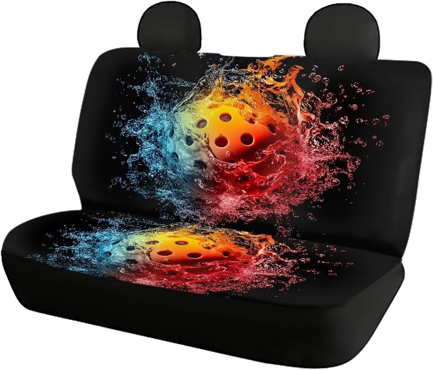 Amzbeauty Water Pickleball Print Front Rear Vehicle Seat Cover Sets Stylish Patterns Universal Car Interior Covers