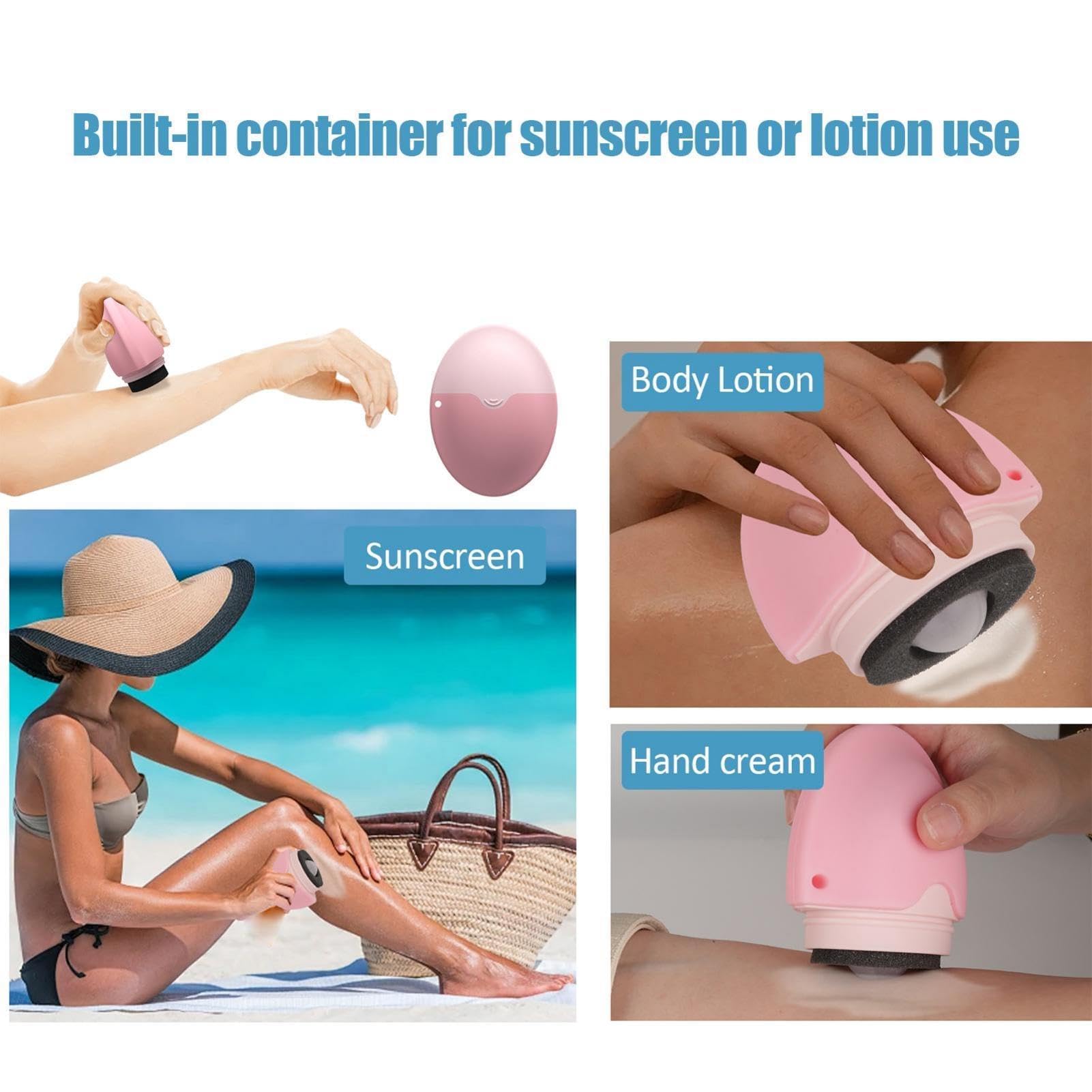 Flacone applicatore arrotolabile, ricaricabile, riutilizzabile, per protezione solare, dimensioni da viaggio, per bambini e adulti (rosa)